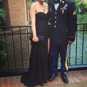 Black Lace Sequin Formal Dress